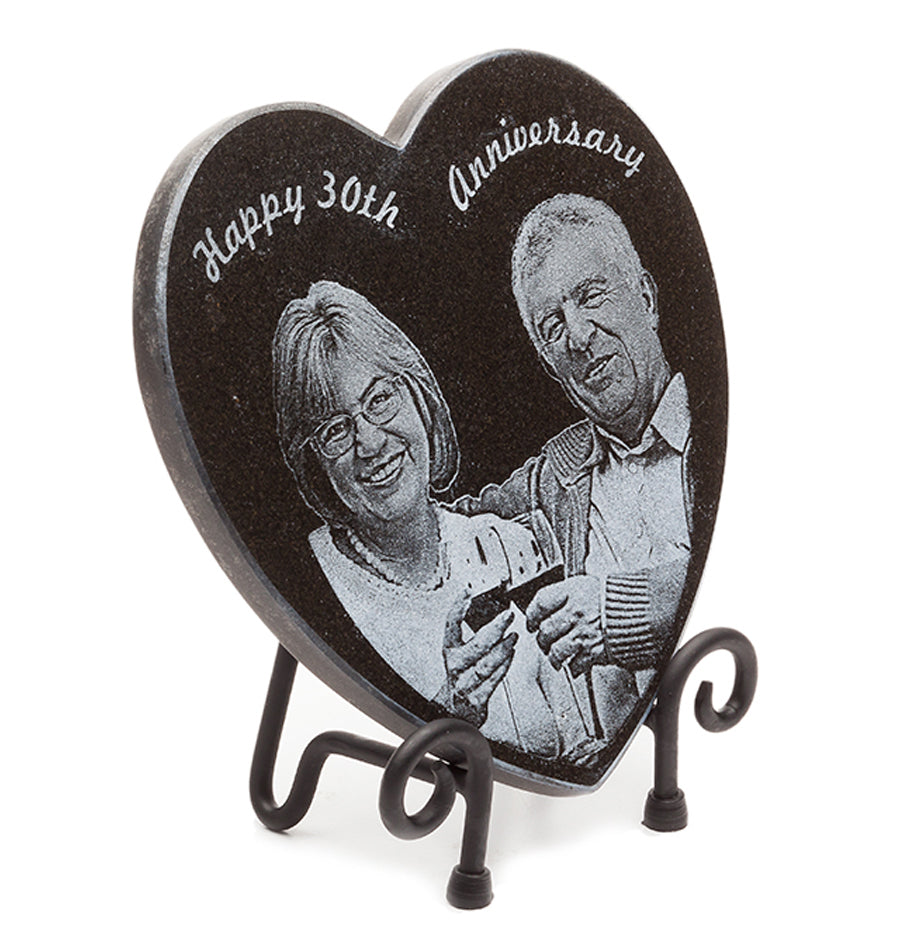 Heart Shaped granite plaque on iron stand