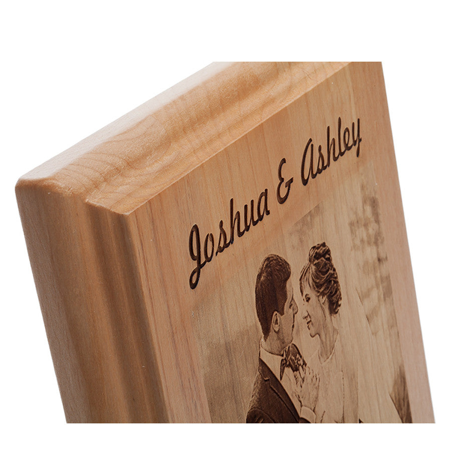 Engraved Wood Wedding Photo Plaque
