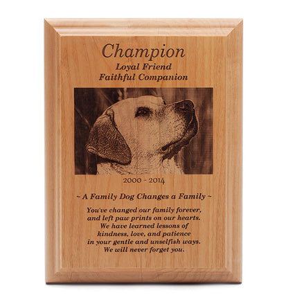 Wood Engraved Pet Memorial Plaque