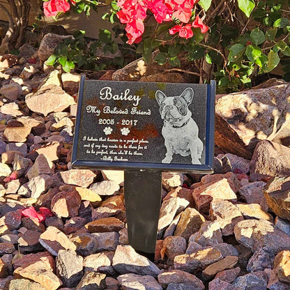 Granite Dog Memorial Plaque with Garden Stake