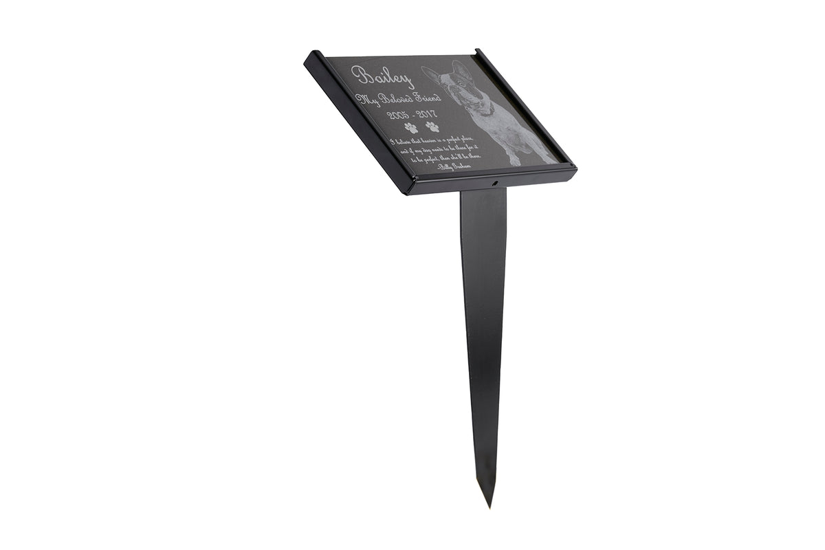Granite Dog Memorial Plaque with Garden Stake