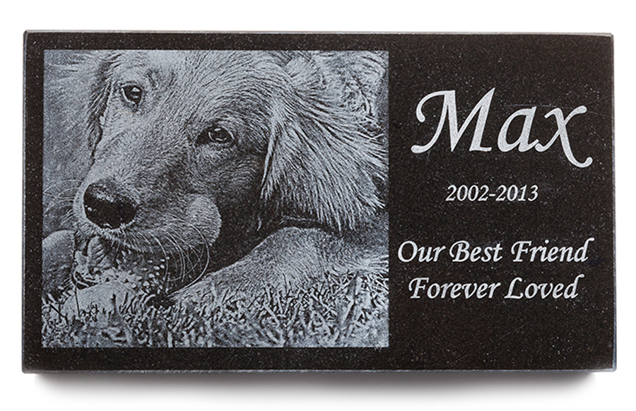 Laser Engraved Dog Photo on Granite Pet Memorial